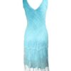 Vestido midi azul con pedrería Gatsby Vestido midi azul con pedrería Gatsby