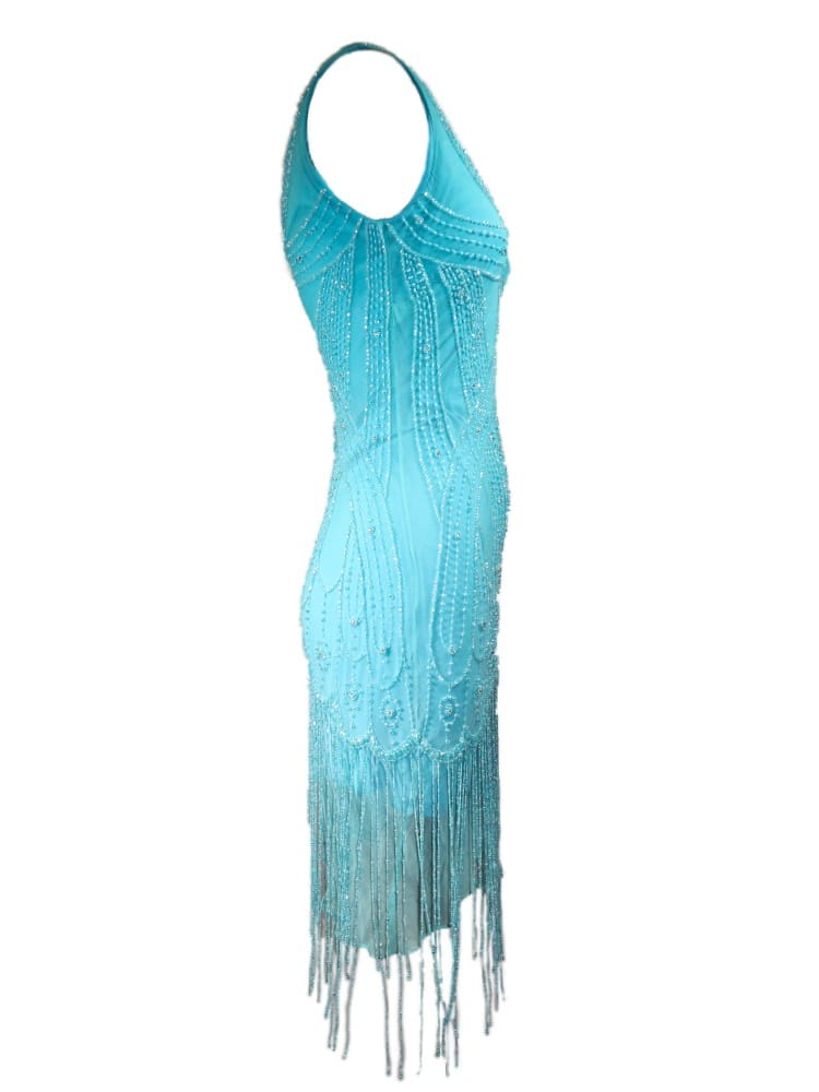 Vestido midi azul con pedrería Gatsby Vestido midi azul con pedrería Gatsby