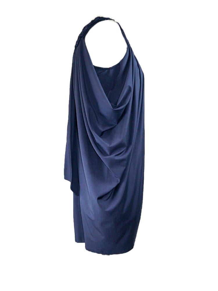 Vestido túnica drapeado corto azul