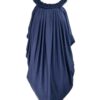 Vestido túnica drapeado corto azul