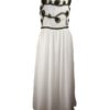 Vestido largo beige con tiras verdes