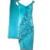 Vestido V midi azul con pedrería Vestido V midi azul con pedrería