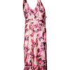 Vestido de organza estampado petalos rosa con lazo