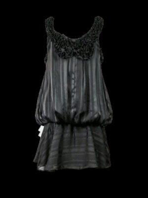 Vestido corto drop waist color negro y lurex