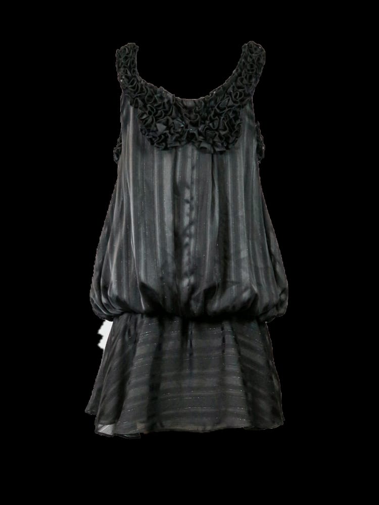 Nuria Aymerich Vestido corto drop waist color negro y lurex