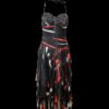 Vestido sun dress midi, en crepé de seda negro con estampado Vestido sun dress midi, en crepé de seda negro con estampado