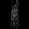 Vestido midi negro con estampado de cenefas grises
