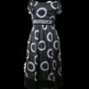 Vestido midi negro con estampado de cenefas grises