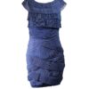 Vestido volantes en tela plisada azul